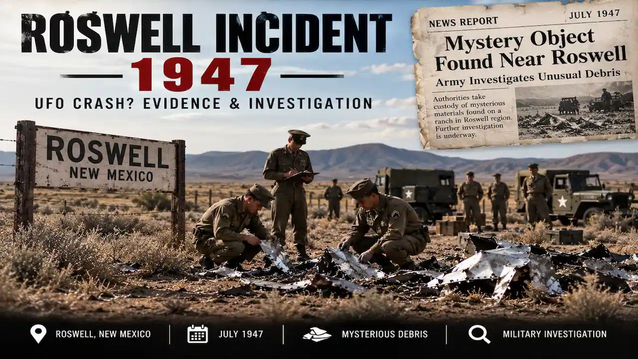 Roswell Incident 1947 military investigation of mysterious debris in New Mexico