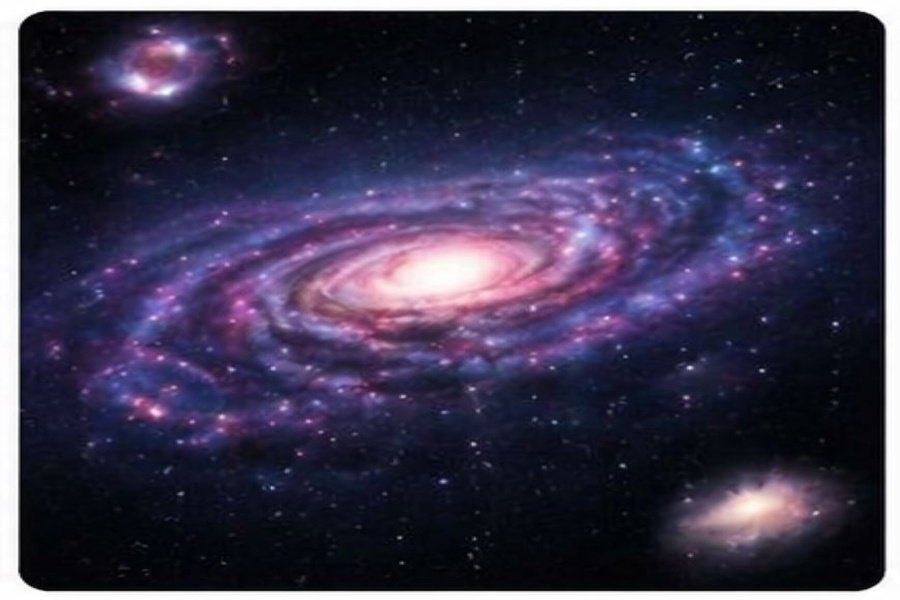 Galaxy and planets in deep space showing universe mysteries