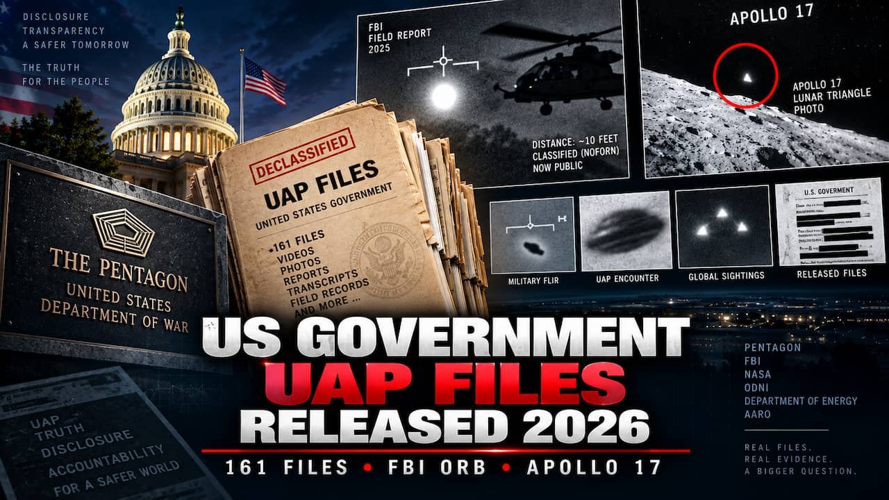 US government UAP files released in 2026 featuring declassified files, FBI orb report and Apollo 17 imagery